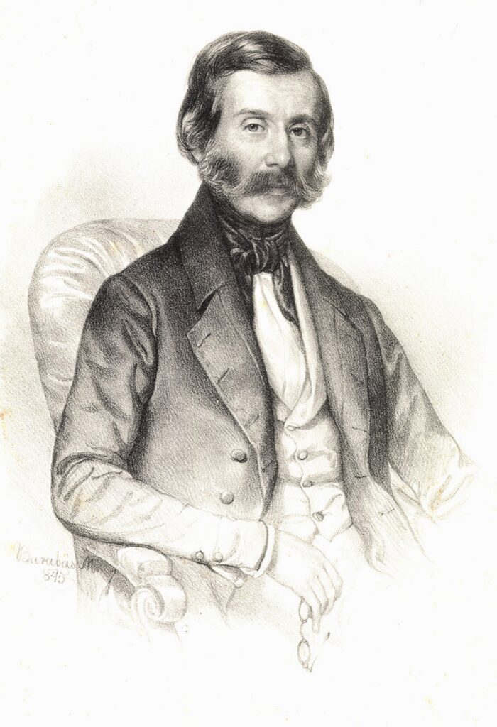 Brassai Sámuel portréja, Barabás Miklós litográfiája 1845-ből